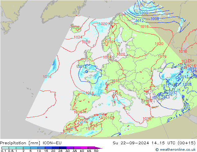 Niederschlag ICON-EU So 22.09.2024 15 UTC