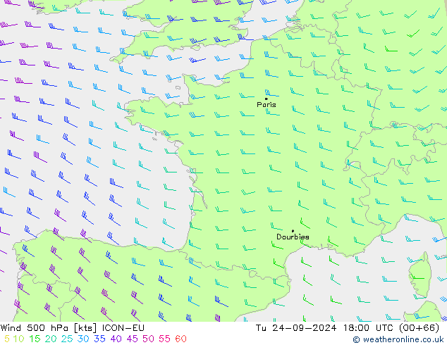 Wind 500 hPa ICON-EU Di 24.09.2024 18 UTC