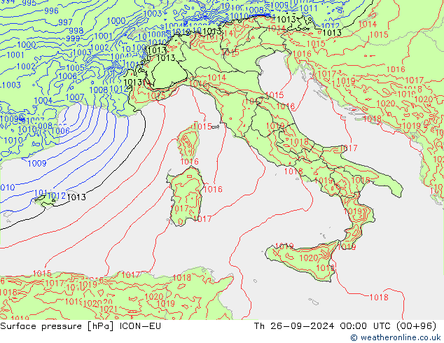 Bodendruck ICON-EU Do 26.09.2024 00 UTC