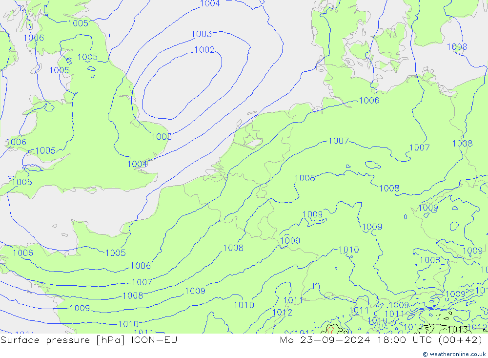 Luchtdruk (Grond) ICON-EU ma 23.09.2024 18 UTC