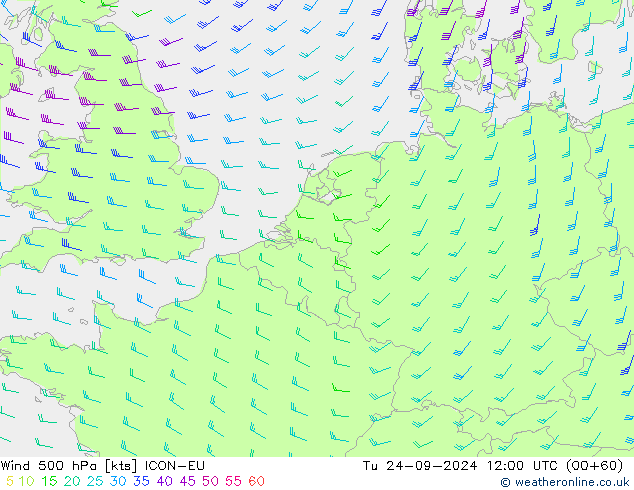 Wind 500 hPa ICON-EU Di 24.09.2024 12 UTC