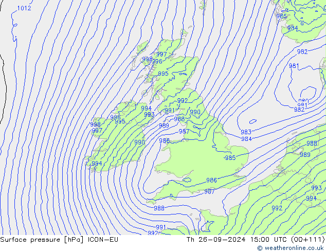 Luchtdruk (Grond) ICON-EU do 26.09.2024 15 UTC