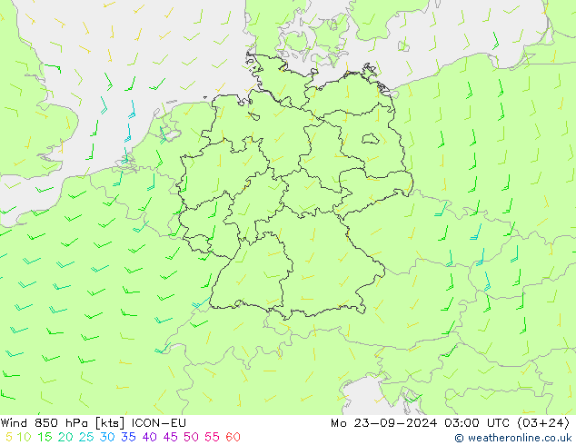 风 850 hPa ICON-EU 星期一 23.09.2024 03 UTC