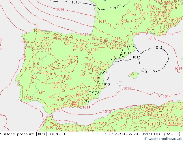 Bodendruck ICON-EU So 22.09.2024 15 UTC