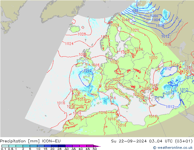 Neerslag ICON-EU zo 22.09.2024 04 UTC