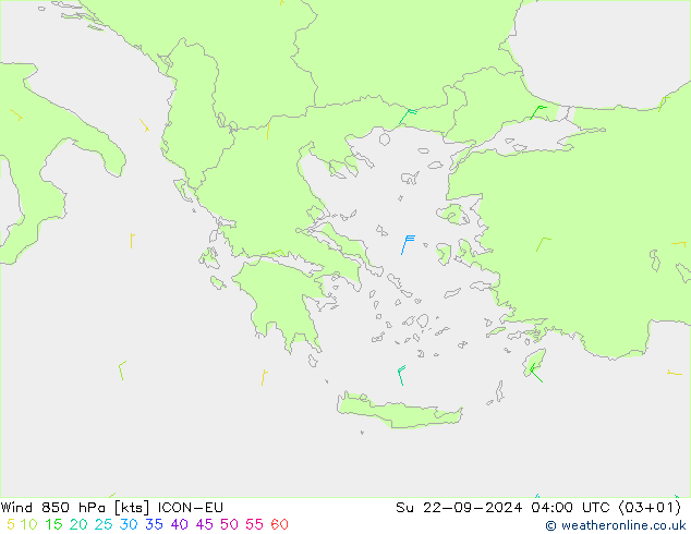 ветер 850 гПа ICON-EU Вс 22.09.2024 04 UTC