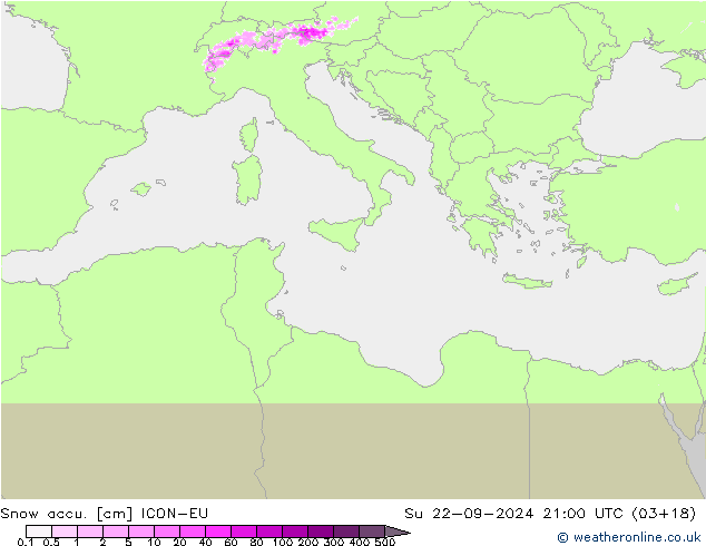 Snow accu. ICON-EU Ne 22.09.2024 21 UTC