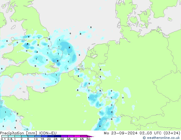 Niederschlag ICON-EU Mo 23.09.2024 03 UTC