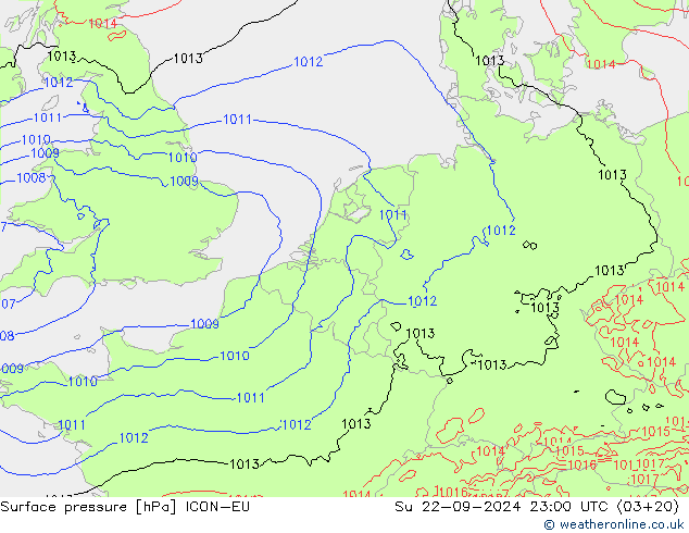 Yer basıncı ICON-EU Paz 22.09.2024 23 UTC