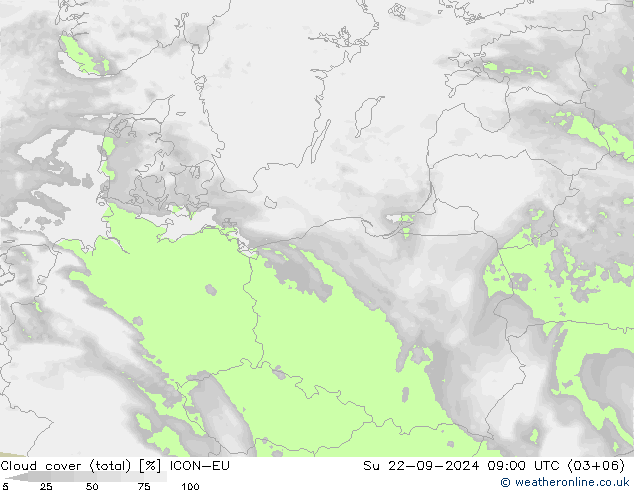 Wolken (gesamt) ICON-EU So 22.09.2024 09 UTC