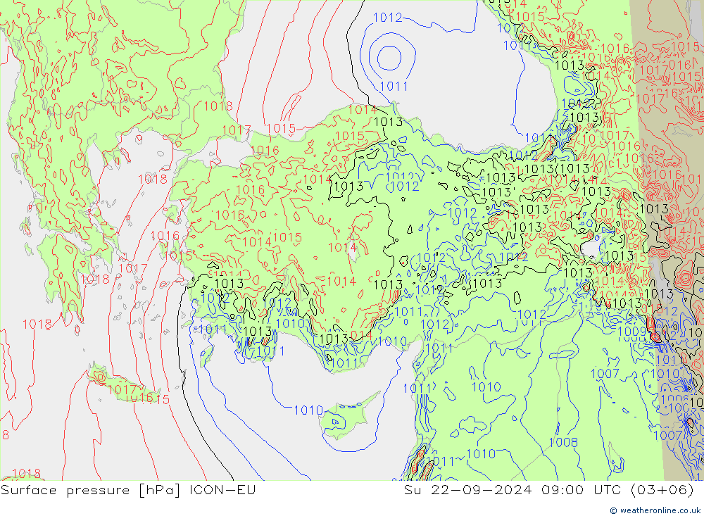 Yer basıncı ICON-EU Paz 22.09.2024 09 UTC