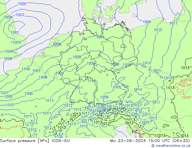 Luchtdruk (Grond) ICON-EU ma 23.09.2024 15 UTC