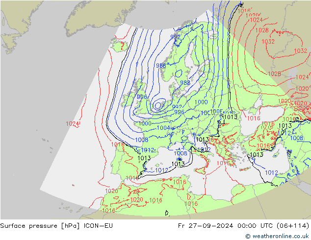 Yer basıncı ICON-EU Cu 27.09.2024 00 UTC