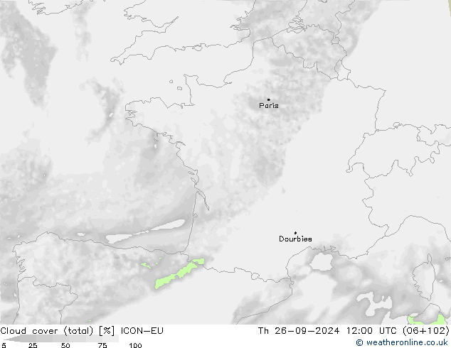 Nubi (totali) ICON-EU gio 26.09.2024 12 UTC