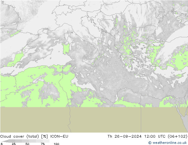 Bewolking (Totaal) ICON-EU do 26.09.2024 12 UTC