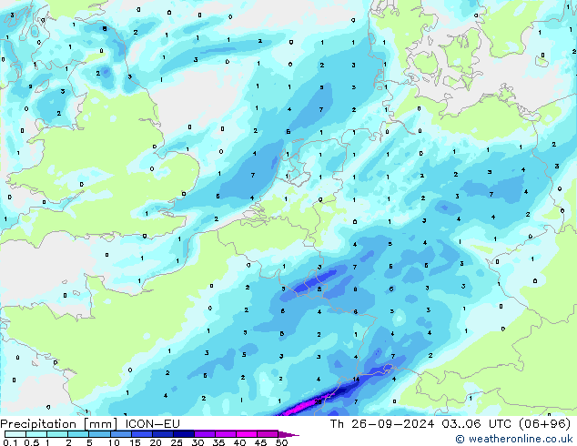 Niederschlag ICON-EU Do 26.09.2024 06 UTC