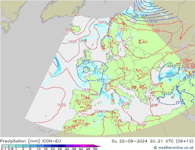 降水 ICON-EU 星期日 22.09.2024 21 UTC