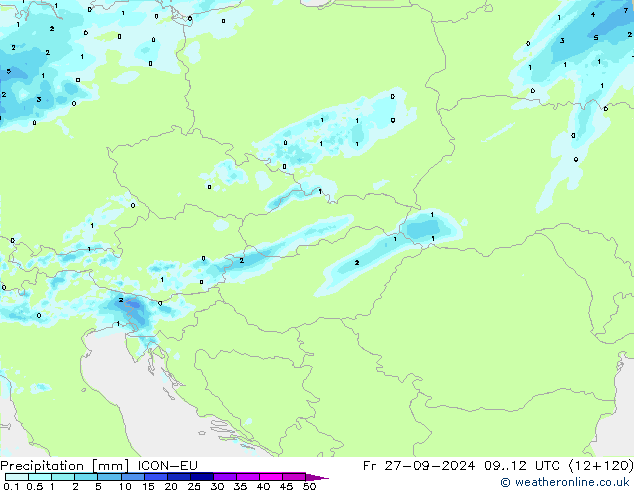 Precipitation ICON-EU Fr 27.09.2024 12 UTC