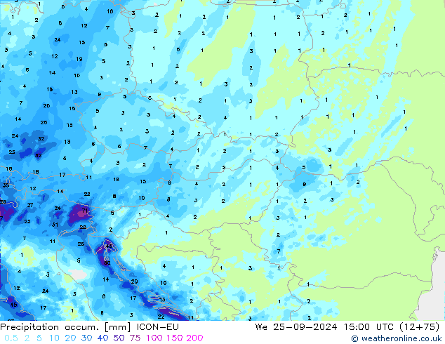 Precipitation accum. ICON-EU  25.09.2024 15 UTC