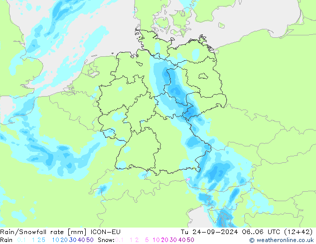 Kar/Yağmur Oranı ICON-EU Sa 24.09.2024 06 UTC