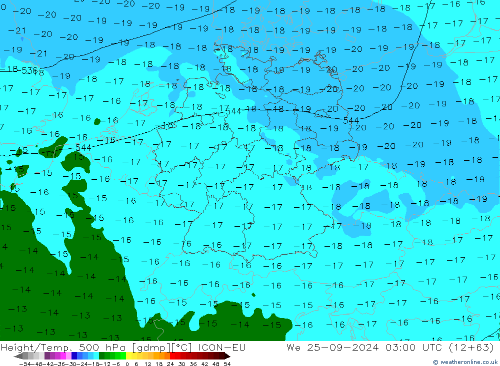 Hoogte/Temp. 500 hPa ICON-EU wo 25.09.2024 03 UTC