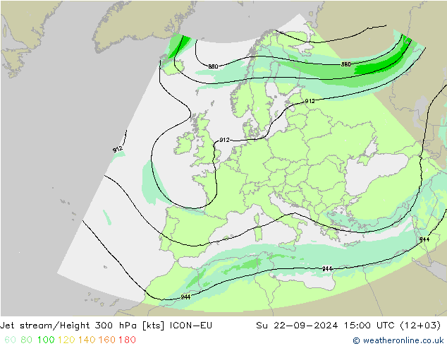 高速氣流 ICON-EU 星期日 22.09.2024 15 UTC