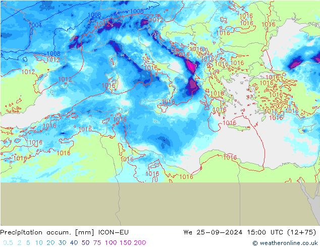 Totale neerslag ICON-EU wo 25.09.2024 15 UTC