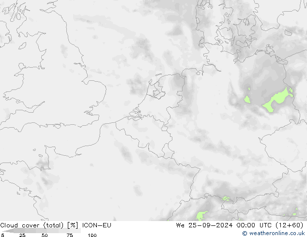 Cloud cover (total) ICON-EU We 25.09.2024 00 UTC