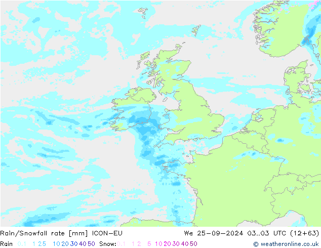 Regen/Sneeuwval ICON-EU wo 25.09.2024 03 UTC