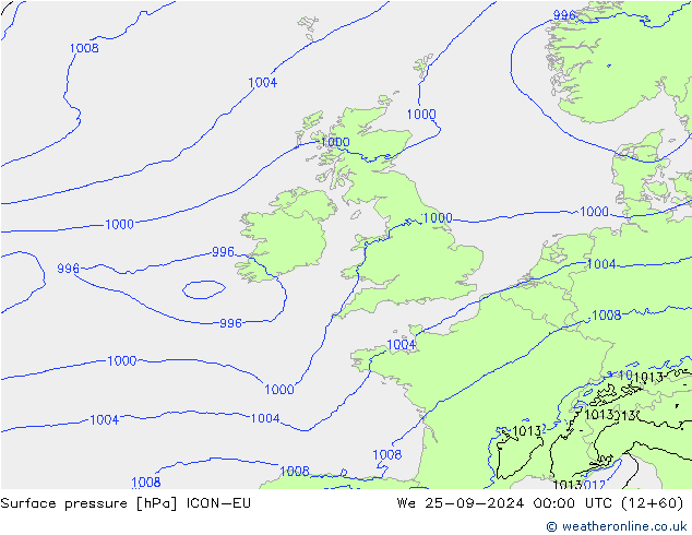 Luchtdruk (Grond) ICON-EU wo 25.09.2024 00 UTC