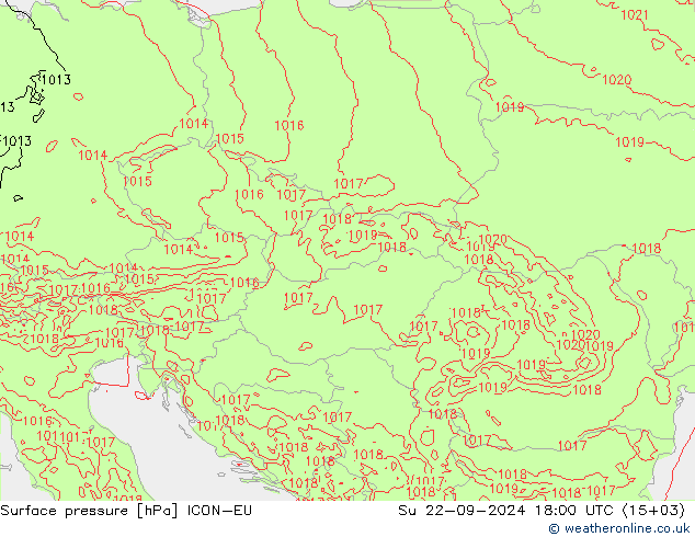 Luchtdruk (Grond) ICON-EU zo 22.09.2024 18 UTC