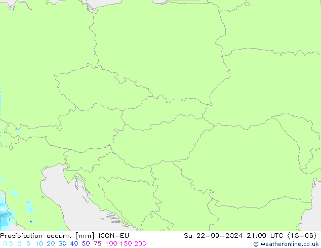 Precipitation accum. ICON-EU Su 22.09.2024 21 UTC