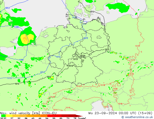 Max. wind velocity ICON-EU Seg 23.09.2024 00 UTC