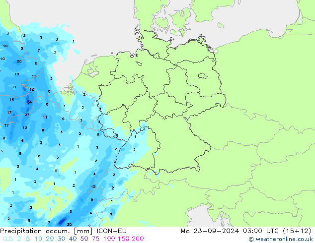 Precipitación acum. ICON-EU lun 23.09.2024 03 UTC