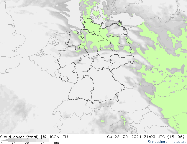 Wolken (gesamt) ICON-EU So 22.09.2024 21 UTC