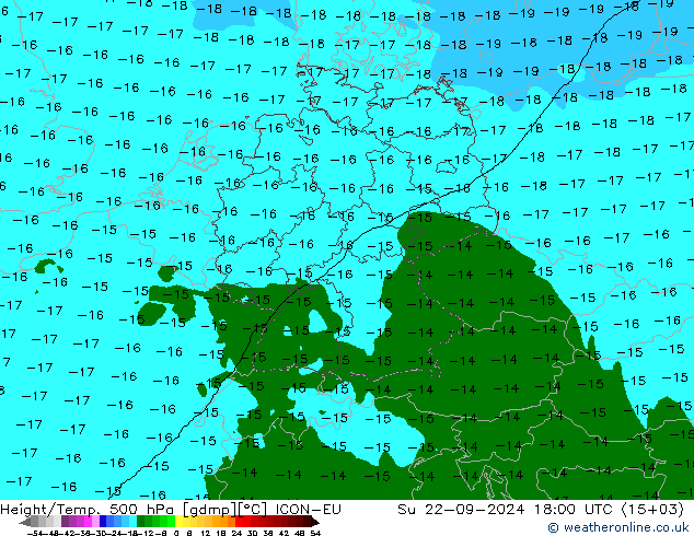 Geop./Temp. 500 hPa ICON-EU dom 22.09.2024 18 UTC