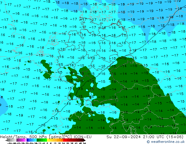 Height/Temp. 500 hPa ICON-EU So 22.09.2024 21 UTC