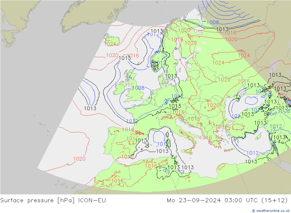 Bodendruck ICON-EU Mo 23.09.2024 03 UTC