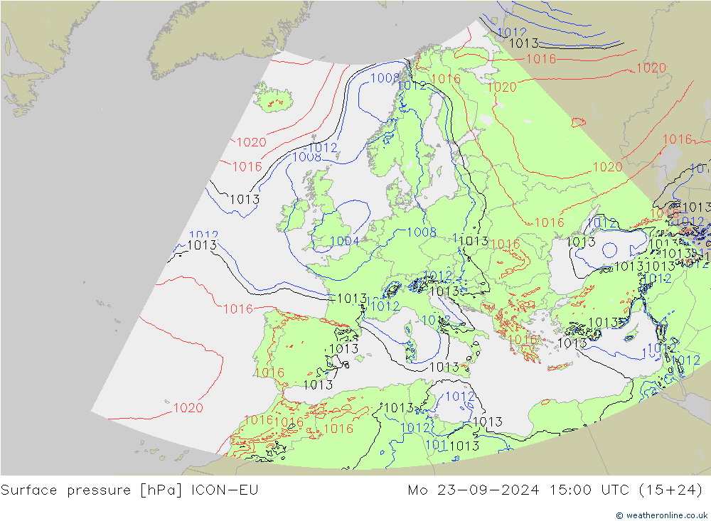 pression de l'air ICON-EU lun 23.09.2024 15 UTC