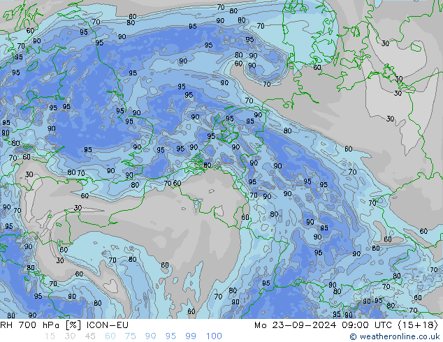 700 hPa Nispi Nem ICON-EU Pzt 23.09.2024 09 UTC