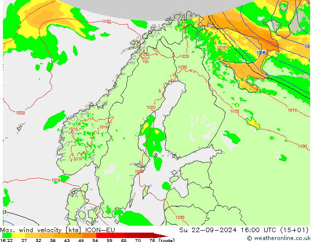 Max. wind velocity ICON-EU Ne 22.09.2024 16 UTC