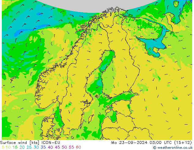 Rüzgar 10 m ICON-EU Pzt 23.09.2024 03 UTC