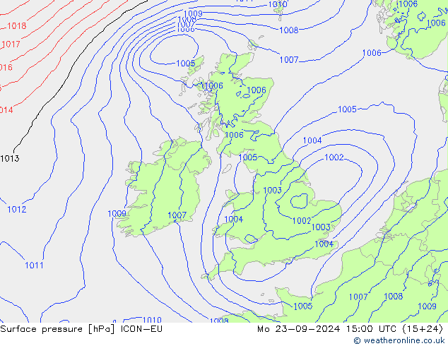 pression de l'air ICON-EU lun 23.09.2024 15 UTC