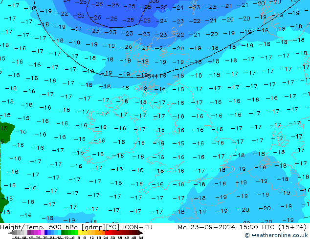 Height/Temp. 500 hPa ICON-EU Seg 23.09.2024 15 UTC