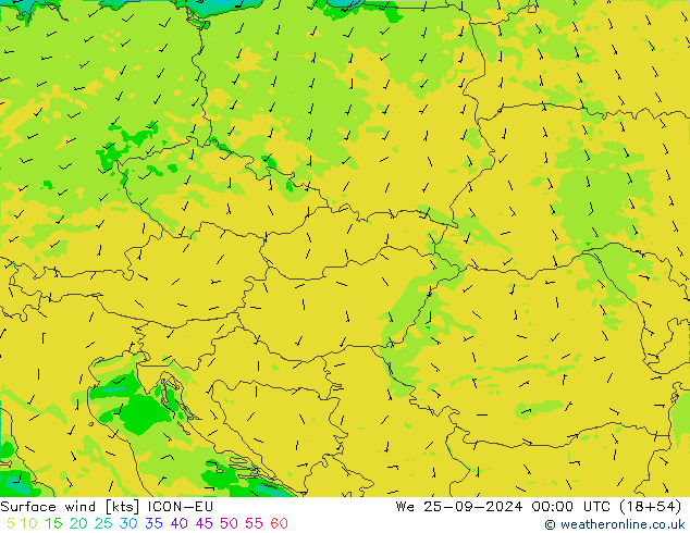 Wind 10 m ICON-EU wo 25.09.2024 00 UTC