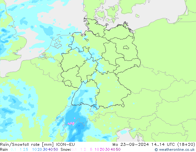 Kar/Yağmur Oranı ICON-EU Pzt 23.09.2024 14 UTC