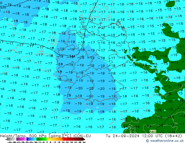 Yükseklik/Sıc. 500 hPa ICON-EU Sa 24.09.2024 12 UTC