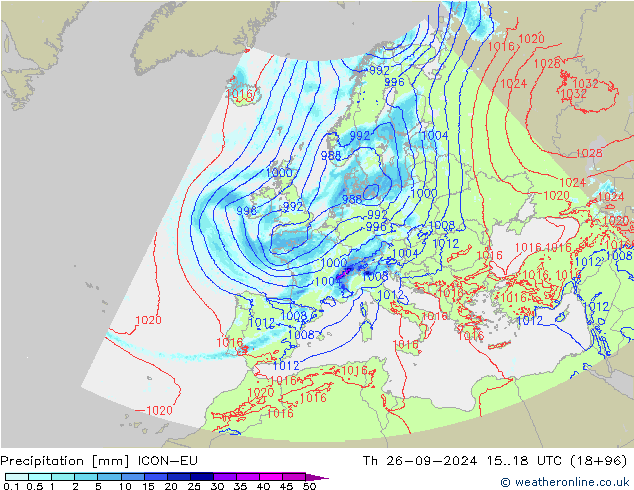 Precipitation ICON-EU Th 26.09.2024 18 UTC