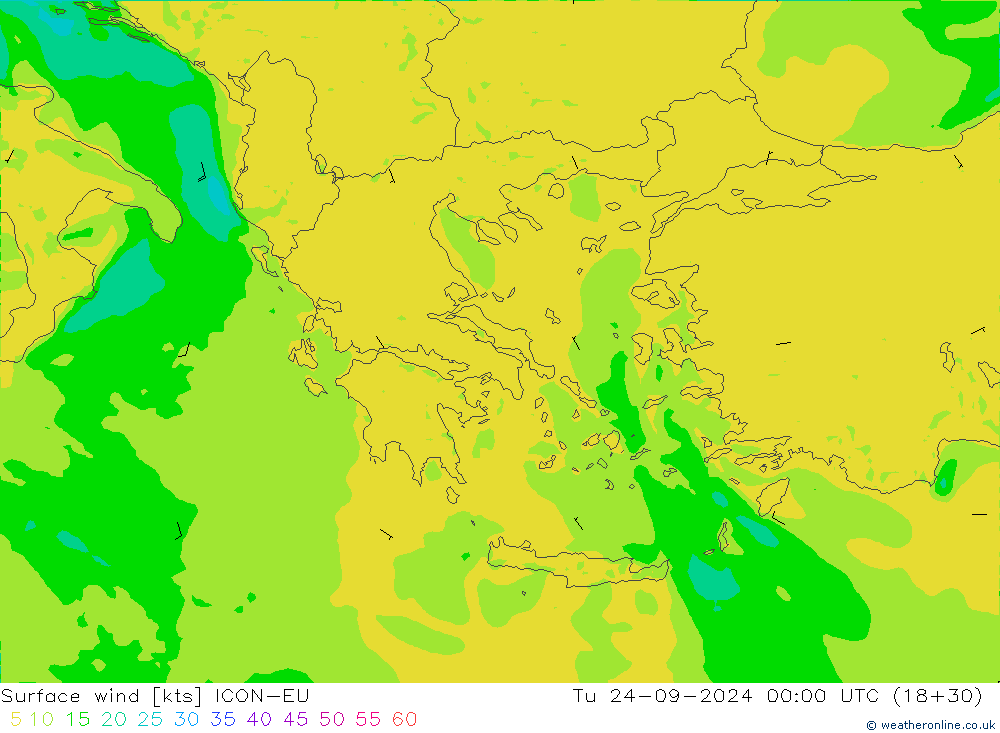 Rüzgar 10 m ICON-EU Sa 24.09.2024 00 UTC