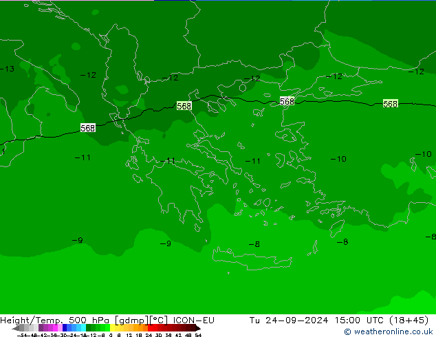 Height/Temp. 500 hPa ICON-EU  24.09.2024 15 UTC